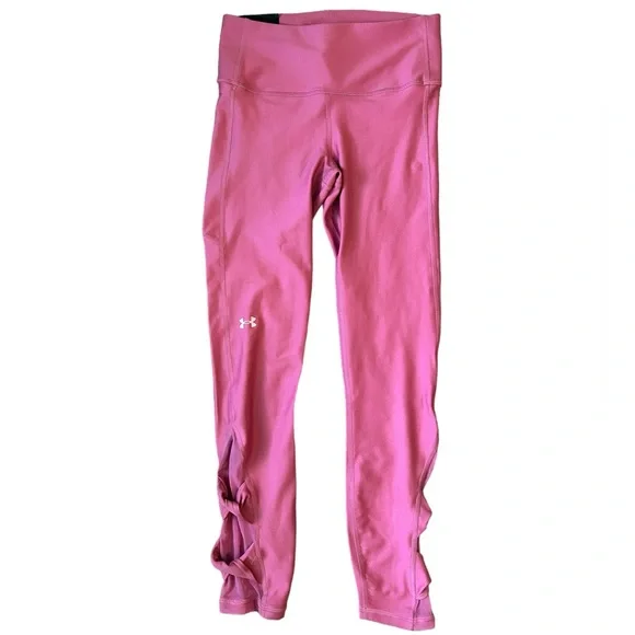 Under Armour Heat Gear Ankle Twist Pink Compression Leggings - Picture 3 of 14